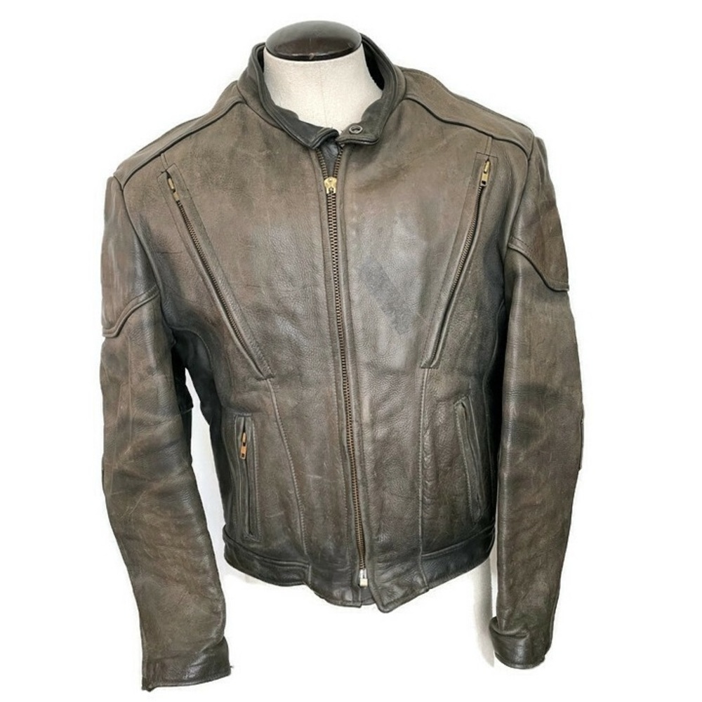 US Made Co Leather Motorcycle Jacket Cafe Racer 44